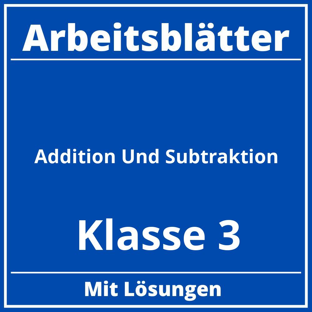 Addition Und Subtraktion Klasse 3 Arbeitsblätter