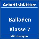 Balladen Klasse 7 Arbeitsblätter Kostenlos PDF