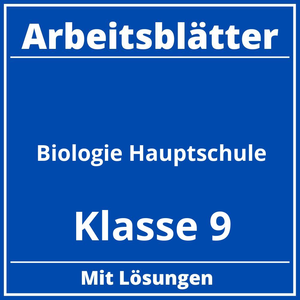 Biologie Hauptschule Klasse 9 Arbeitsblätter