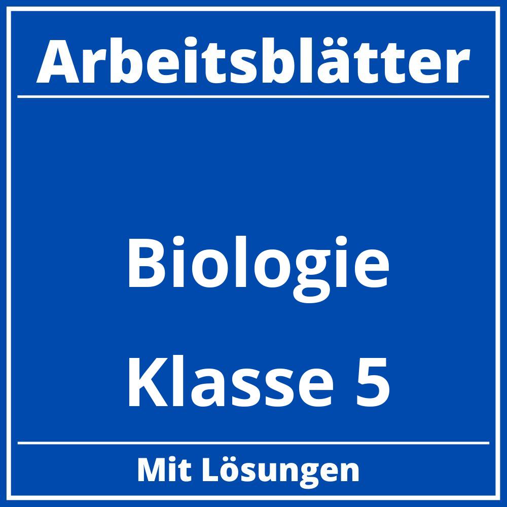 Arbeitsblätter Biologie Klasse 5 Kostenlos