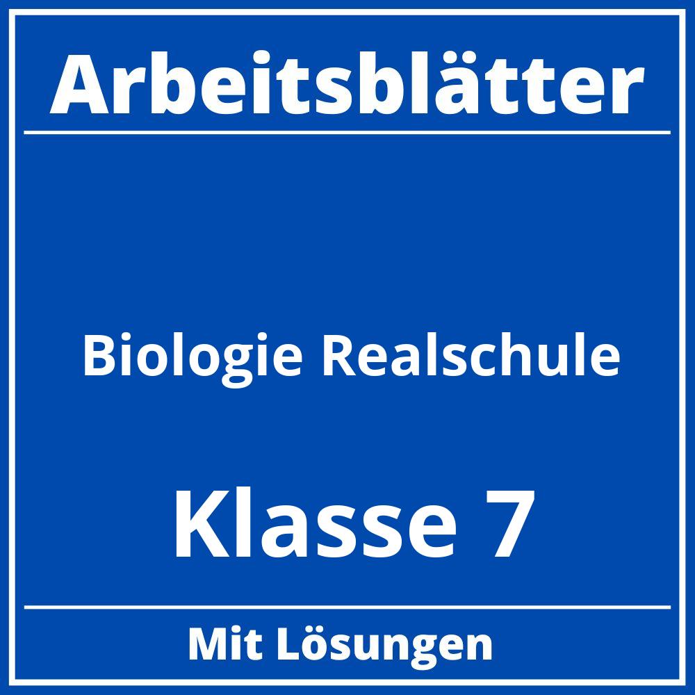 Arbeitsblätter Biologie Klasse 7 Realschule