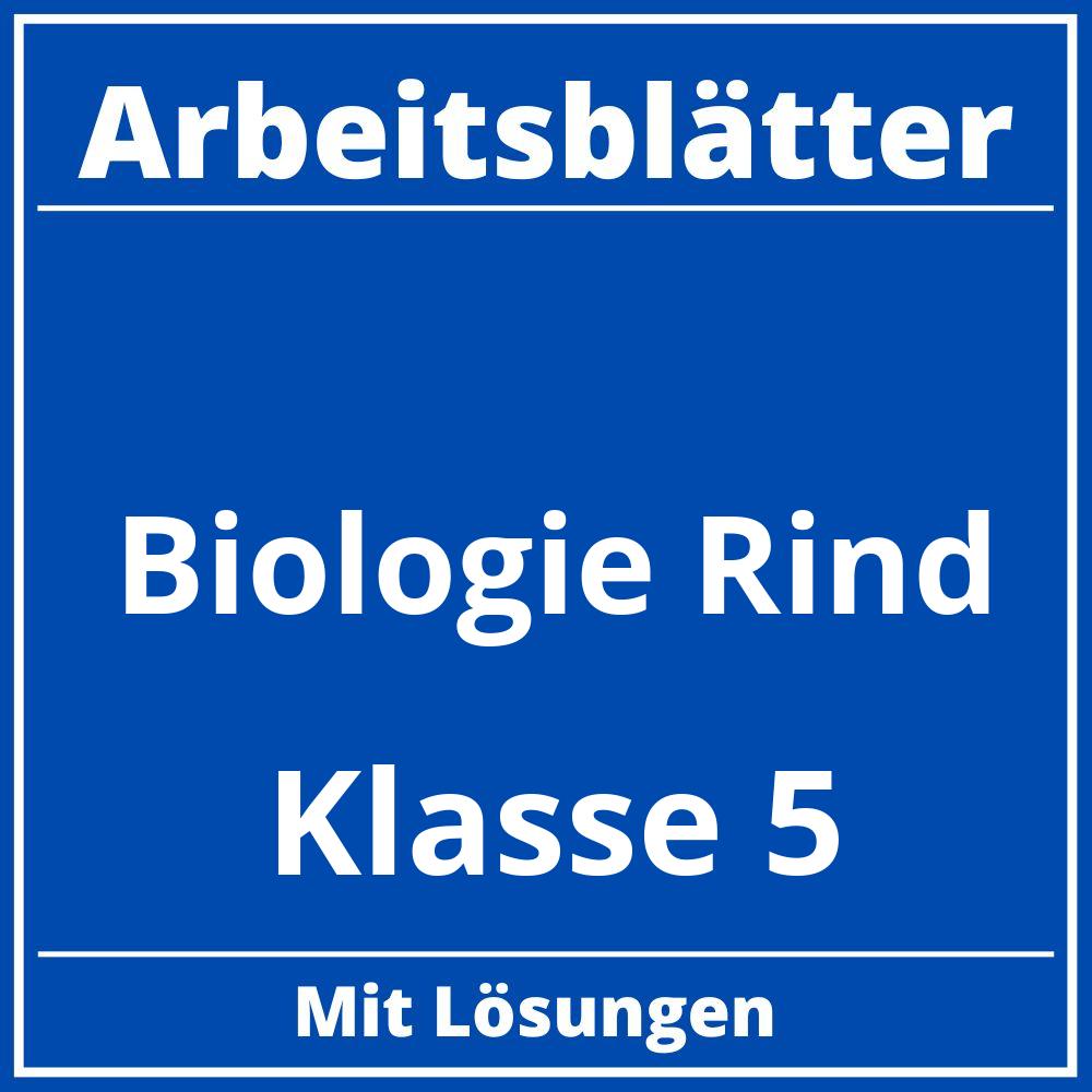 Arbeitsblätter Biologie Klasse 5 Rind