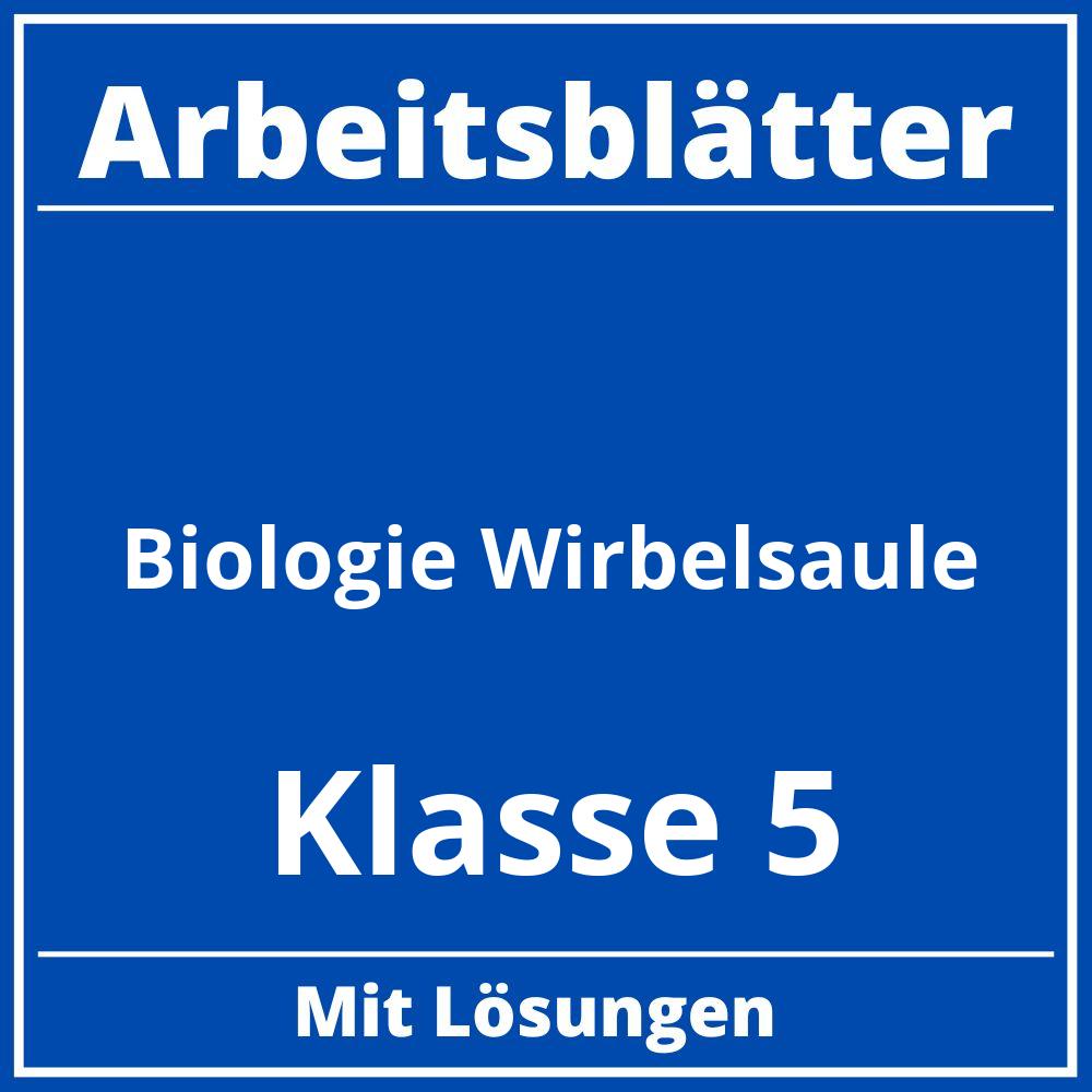 Arbeitsblätter Biologie Klasse 5 Wirbelsäule