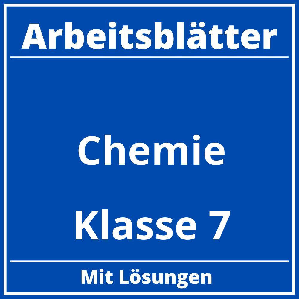 Chemie Klasse 7 Arbeitsblätter