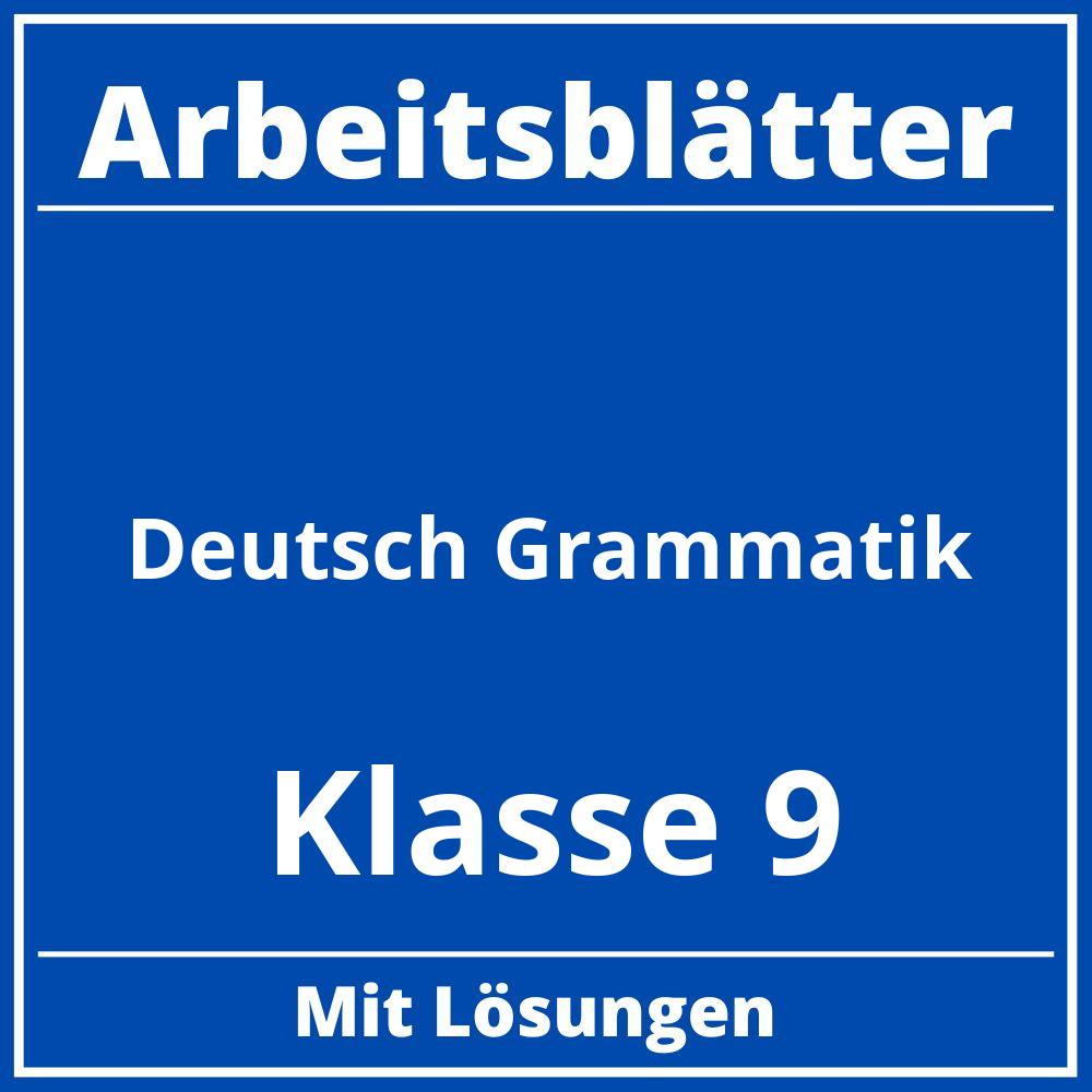 Arbeitsblätter Deutsch Grammatik Klasse 9 PDF