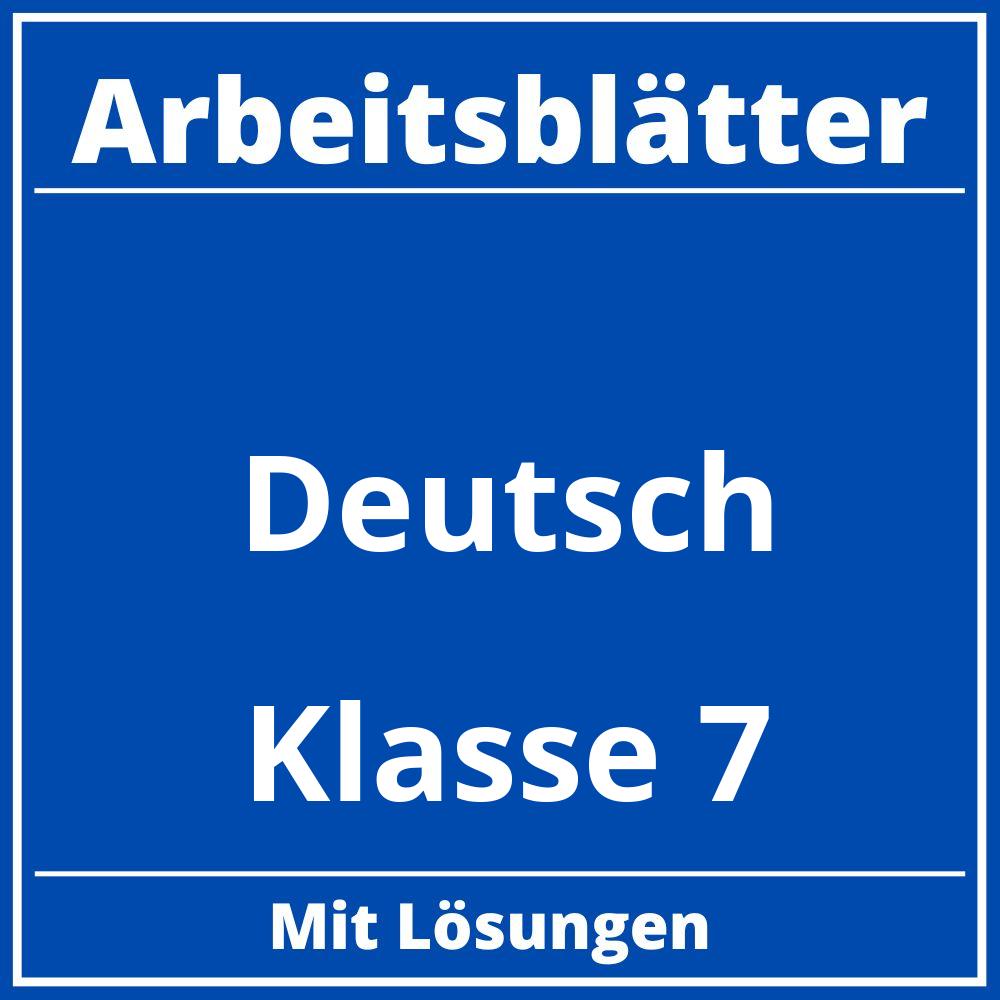 Deutsch Klasse 7 Arbeitsblätter