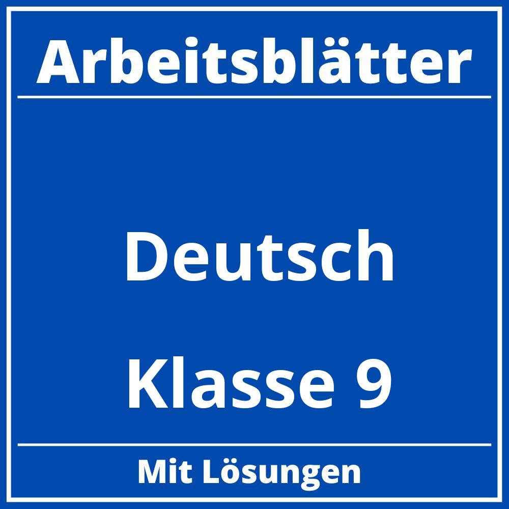 Deutsch Arbeitsblätter Klasse 9