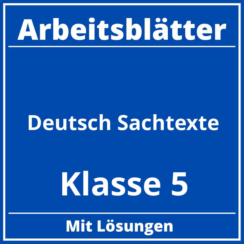 Arbeitsblätter Deutsch Klasse 5 Sachtexte