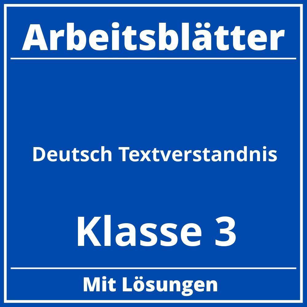 Arbeitsblätter Deutsch Klasse 3 Textverständnis