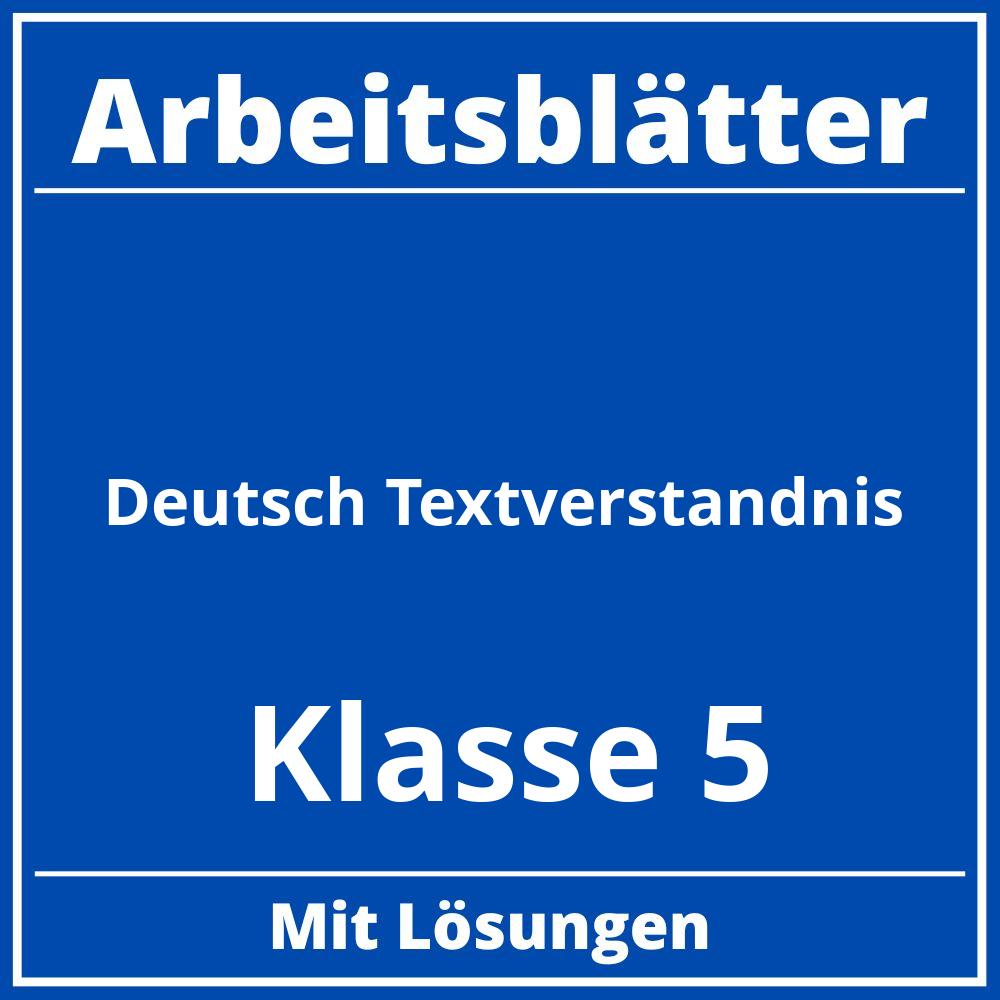 Arbeitsblätter Deutsch Klasse 5 Textverständnis