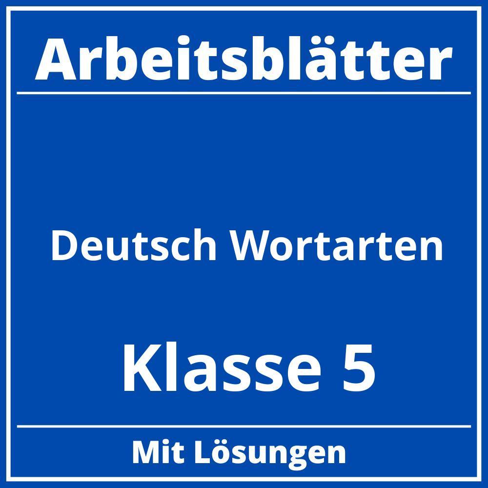 Arbeitsblätter Deutsch Klasse 5 Wortarten