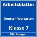 Arbeitsblätter Deutsch Klasse 7 Wortarten PDF