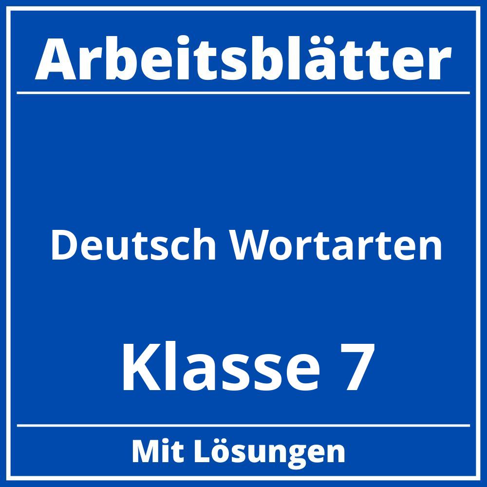 Arbeitsblätter Deutsch Klasse 7 Wortarten