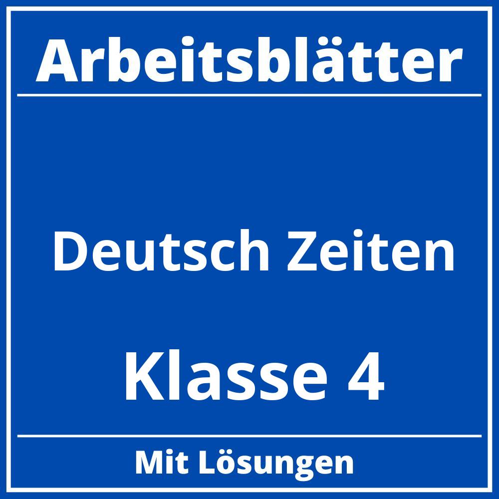 Arbeitsblätter Deutsch Klasse 4 Zeiten