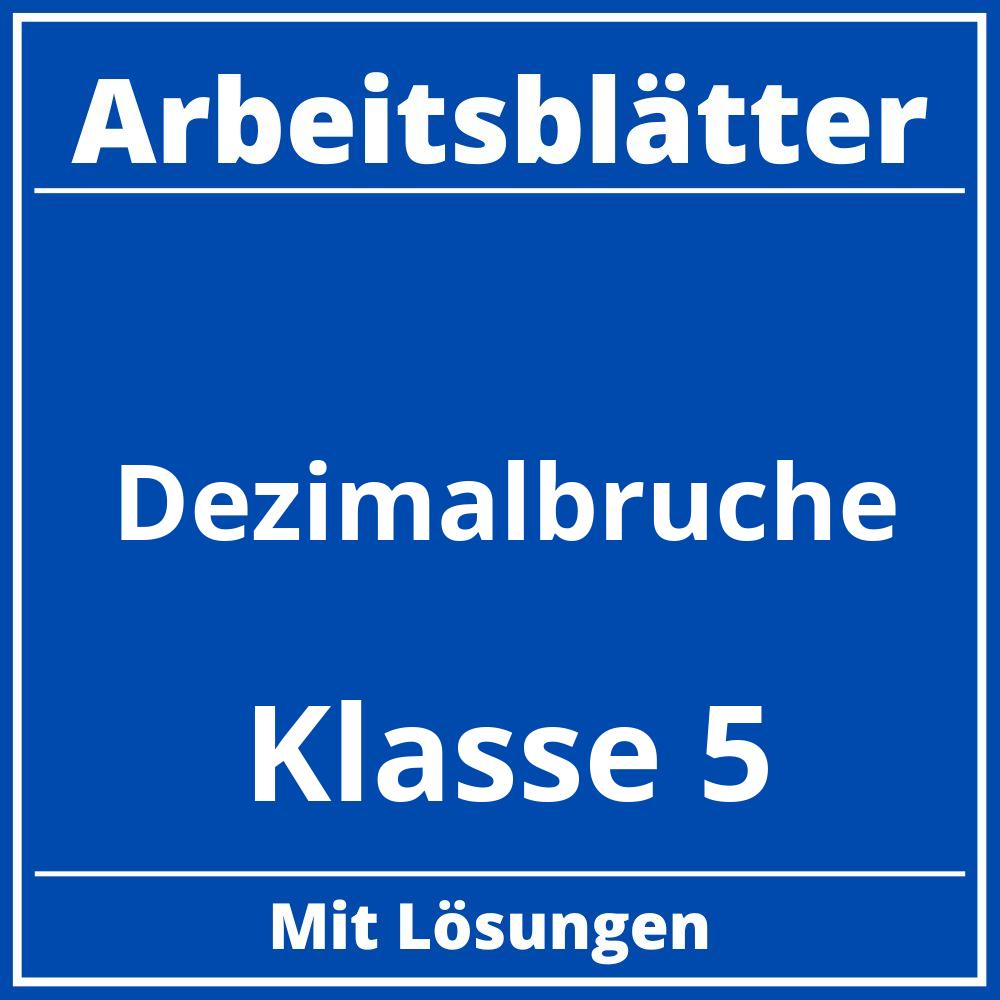 Arbeitsblätter Dezimalbrüche Klasse 5