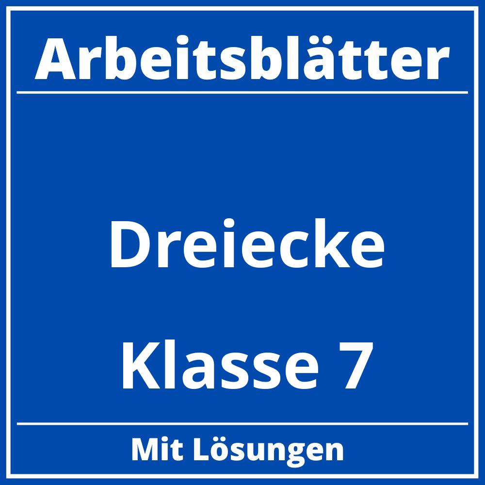 Arbeitsblätter Dreiecke Klasse 7