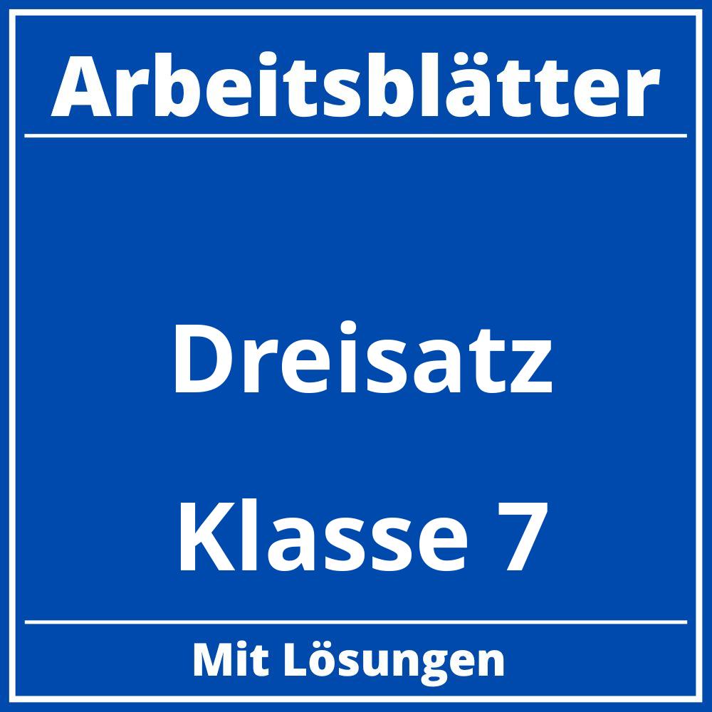 Arbeitsblätter Dreisatz Klasse 7