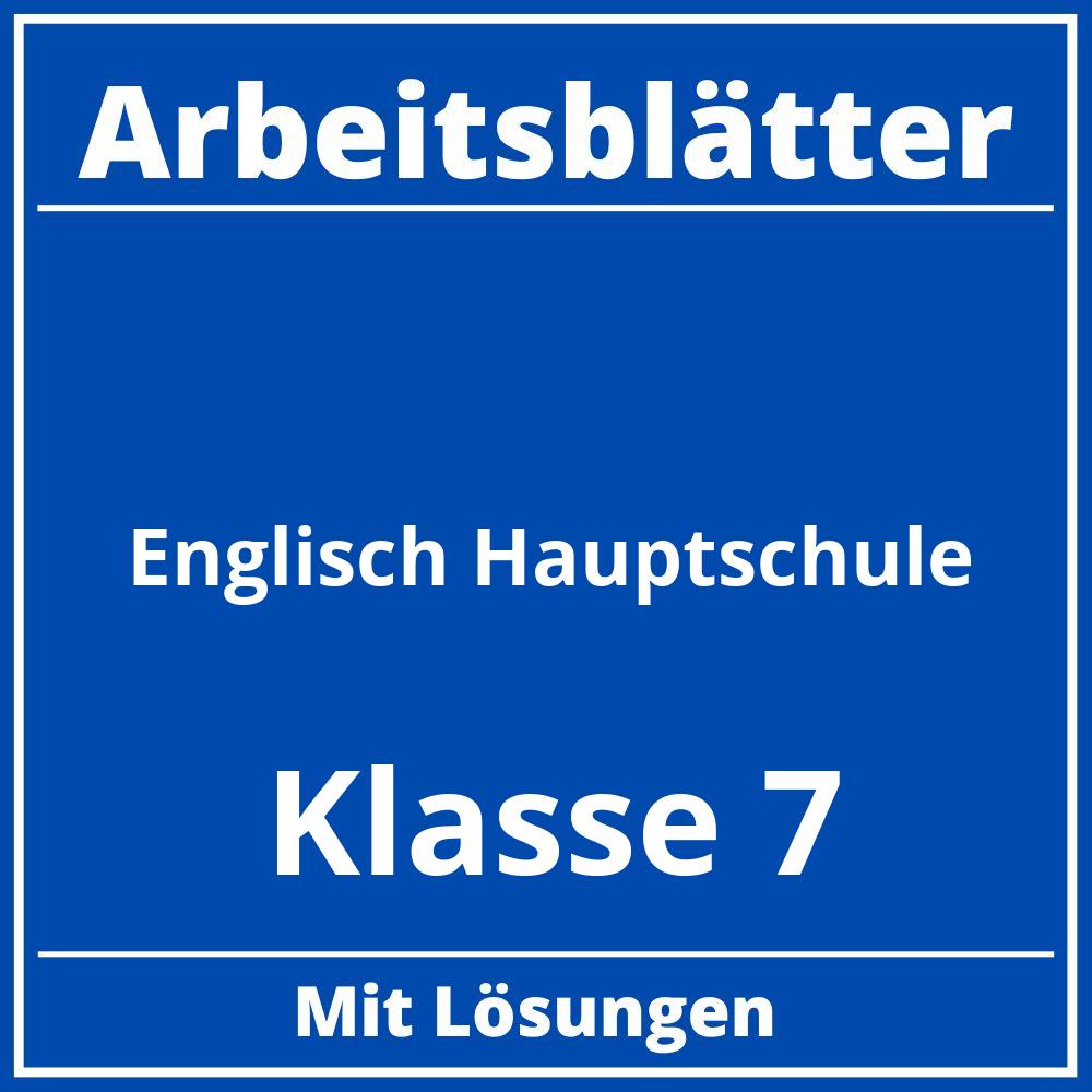 Englisch Hauptschule Klasse 7 Arbeitsblätter