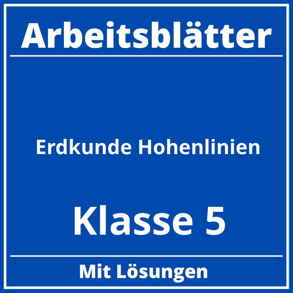 Arbeitsblätter Erdkunde Klasse 5 Höhenlinien