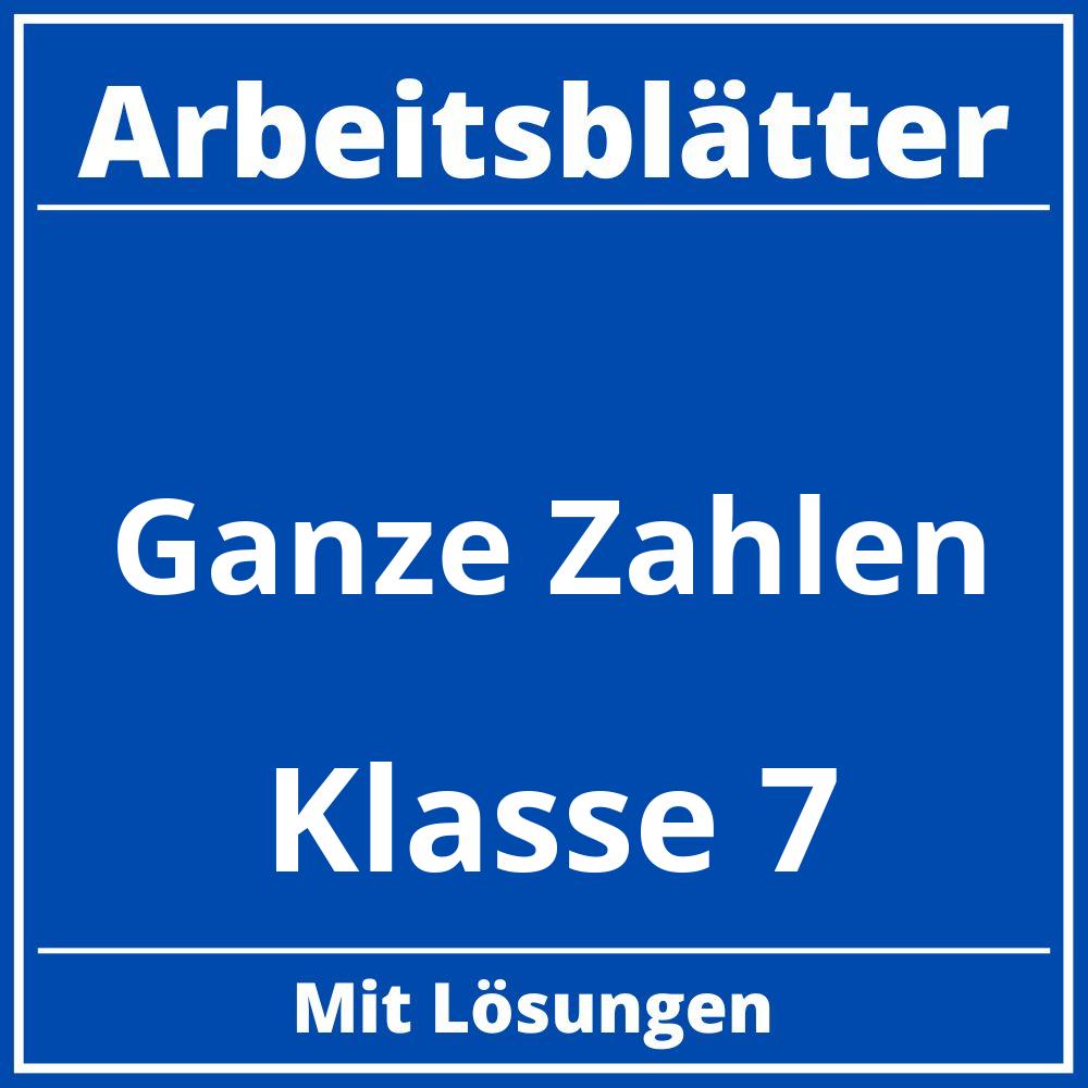 Ganze Zahlen Klasse 7 Arbeitsblätter