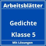 Gedichte Klasse 5 Arbeitsblätter PDF