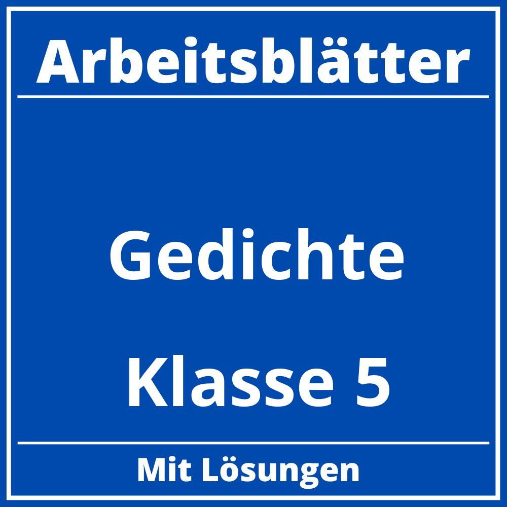 Gedichte Klasse 5 Arbeitsblätter