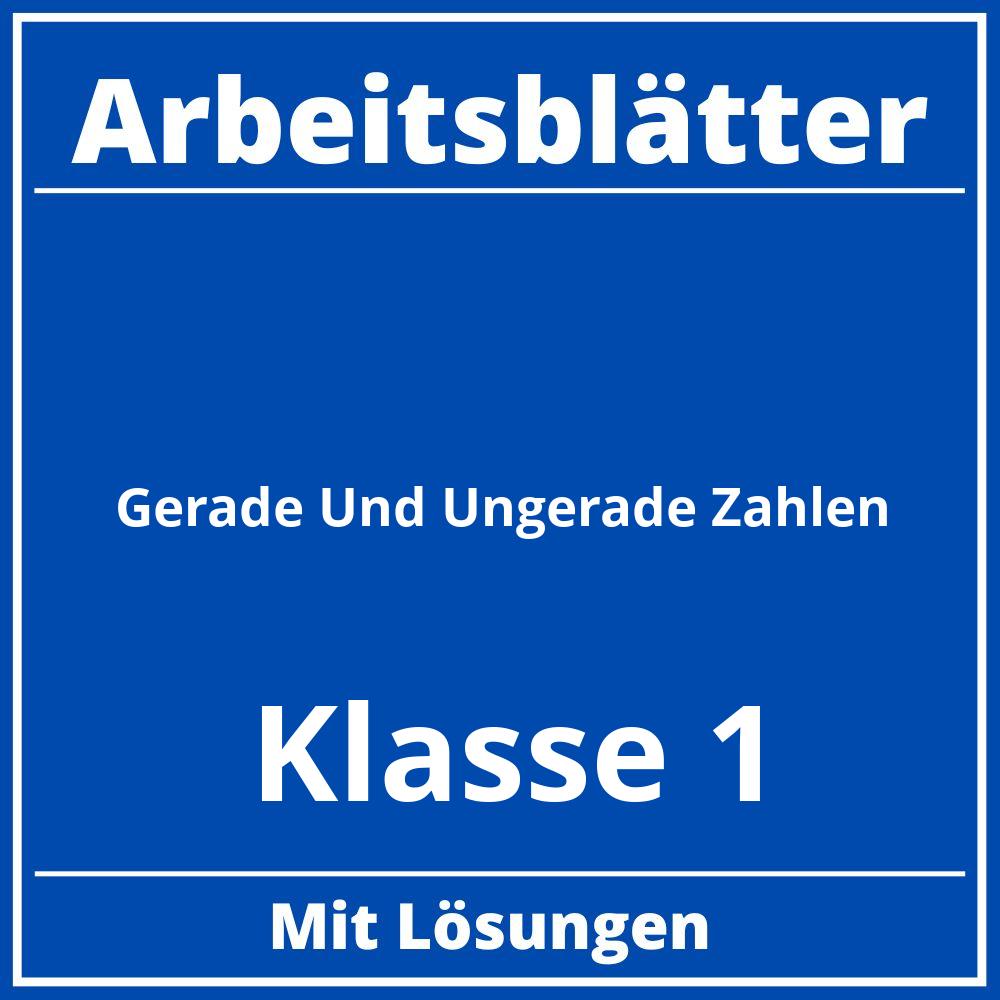 Gerade Und Ungerade Zahlen Klasse 1 Arbeitsblätter