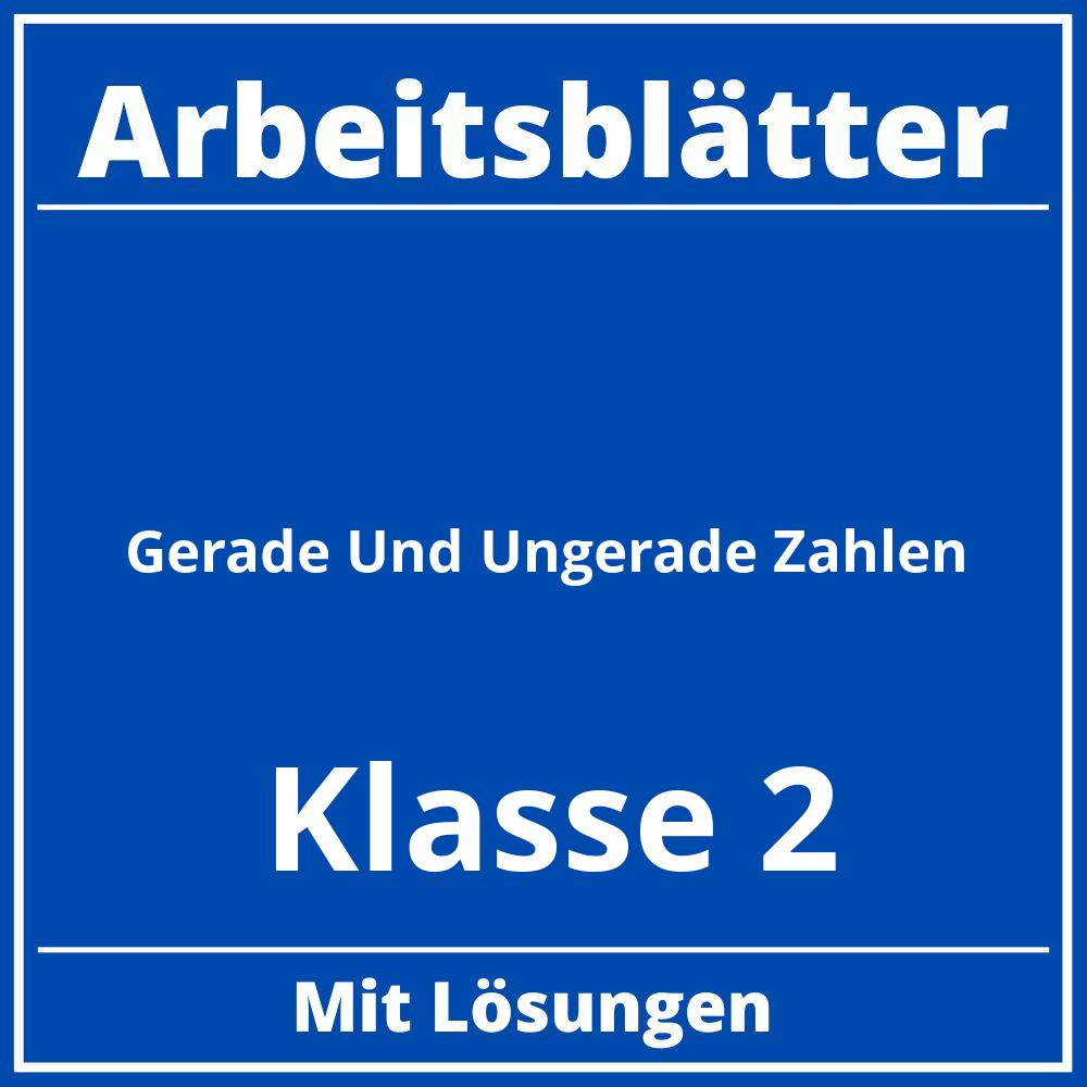 Gerade Und Ungerade Zahlen Klasse 2 Arbeitsblätter