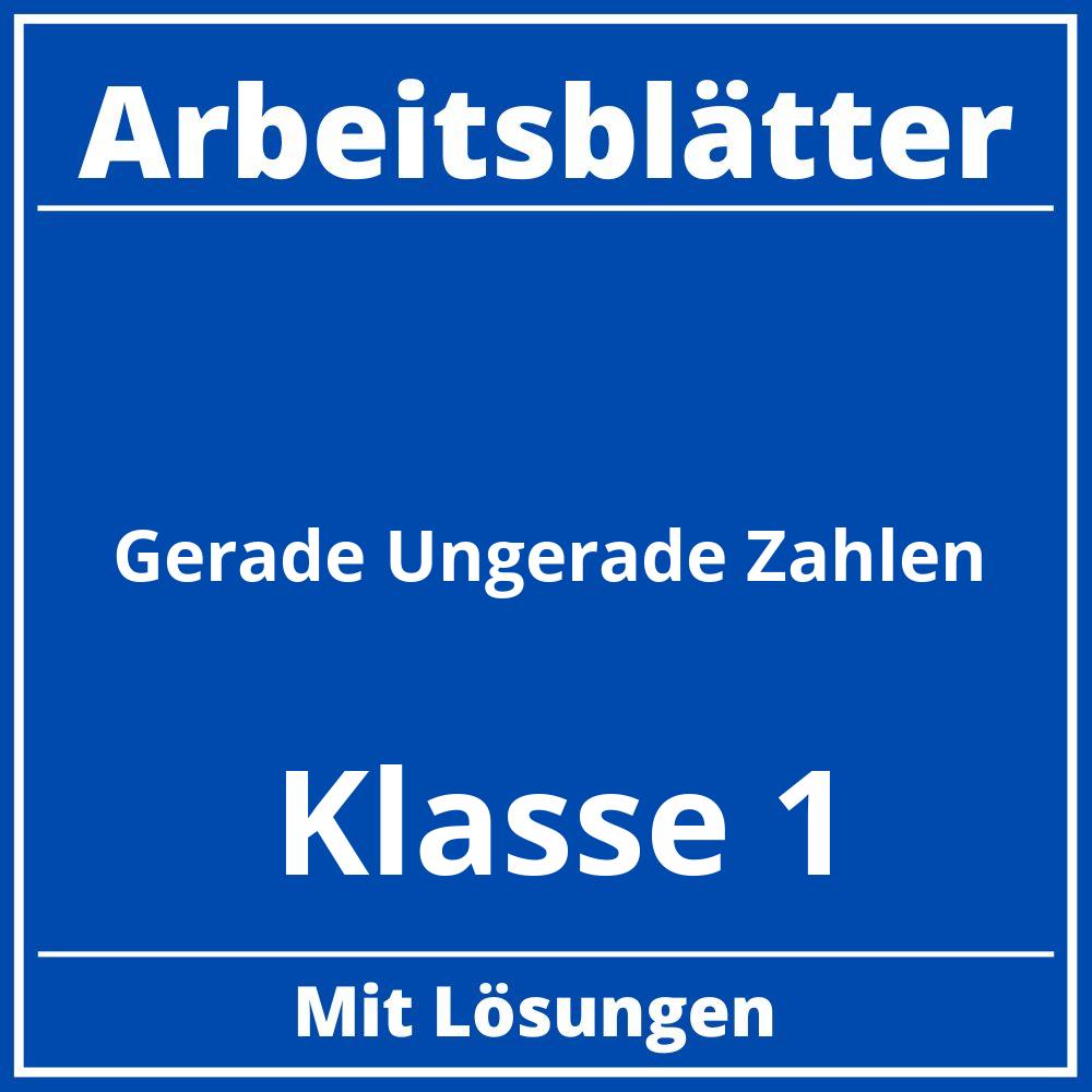 Gerade Ungerade Zahlen Klasse 1 Arbeitsblätter