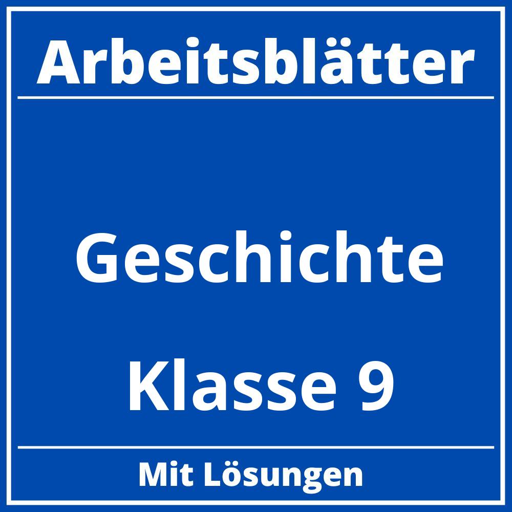 Arbeitsblätter Geschichte Klasse 9