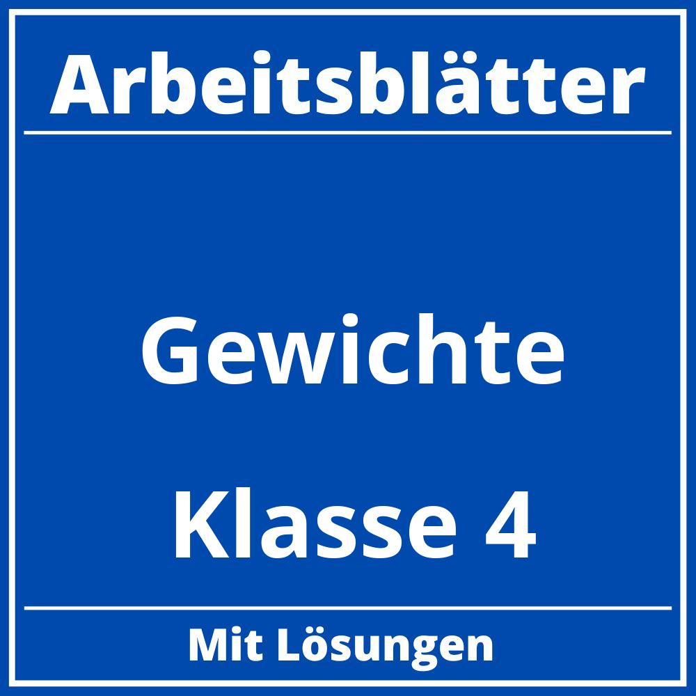 Arbeitsblätter Gewichte Klasse 4