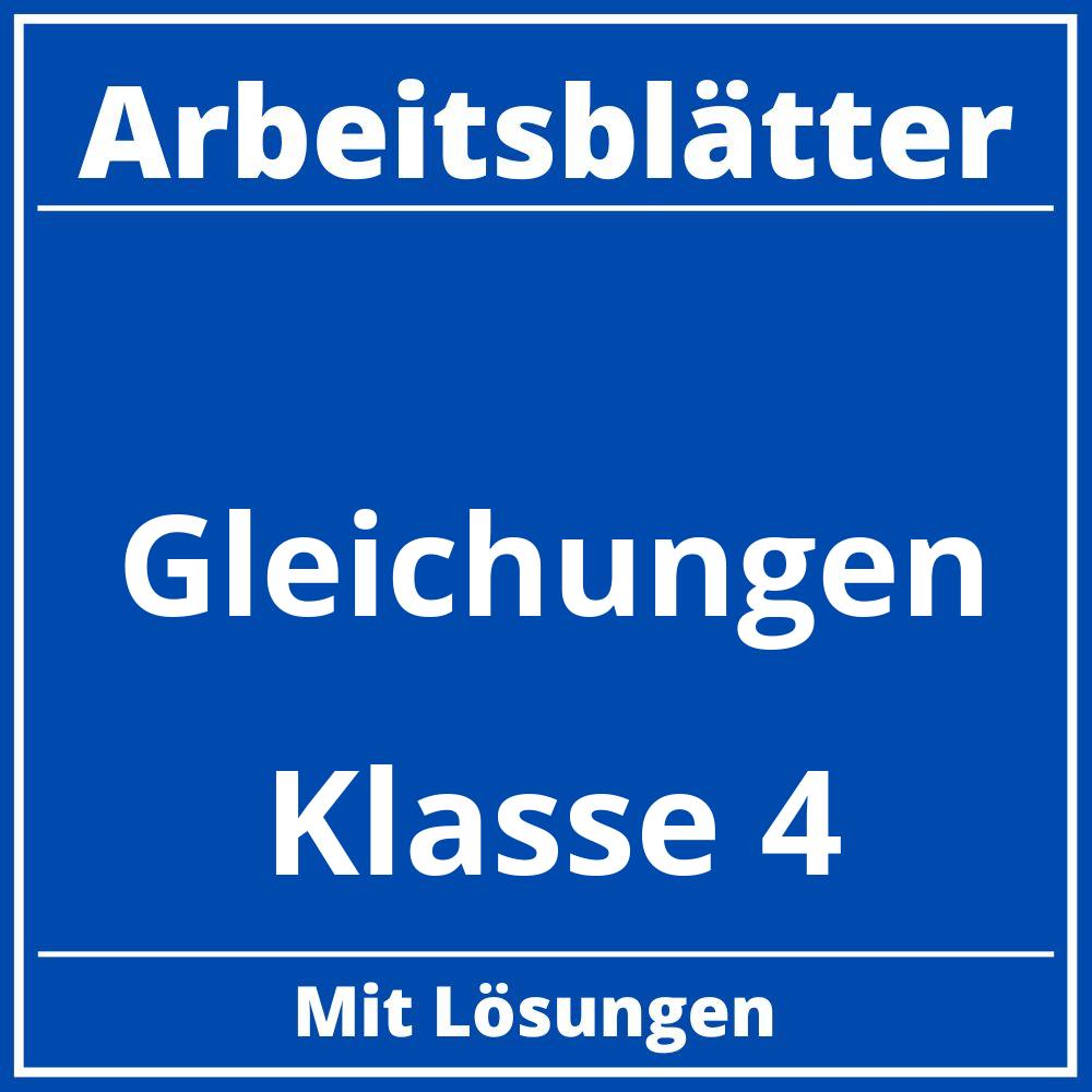 Arbeitsblätter Gleichungen Klasse 4