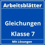 Gleichungen Arbeitsblätter Klasse 7 PDF