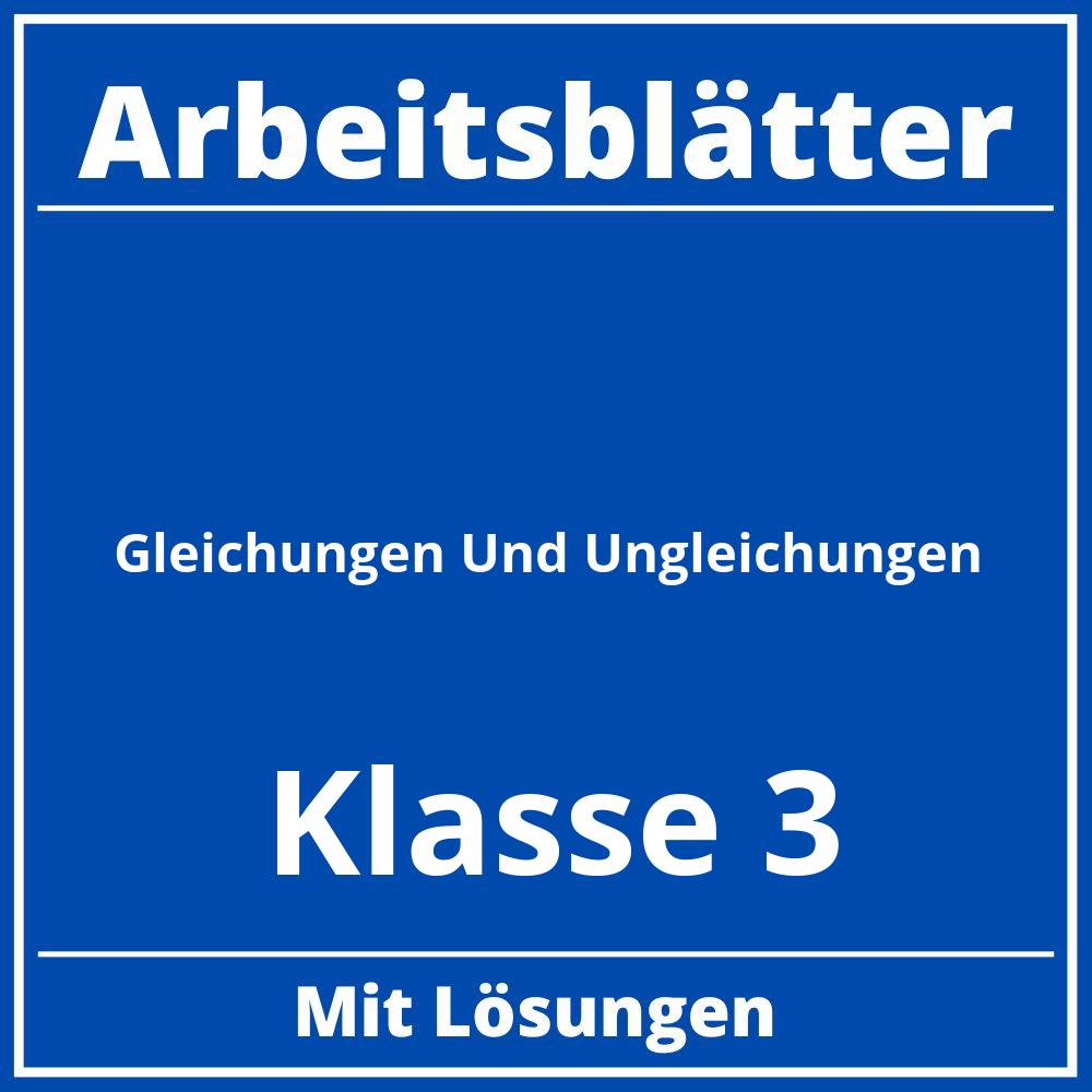 Gleichungen Und Ungleichungen Klasse 3 Arbeitsblätter