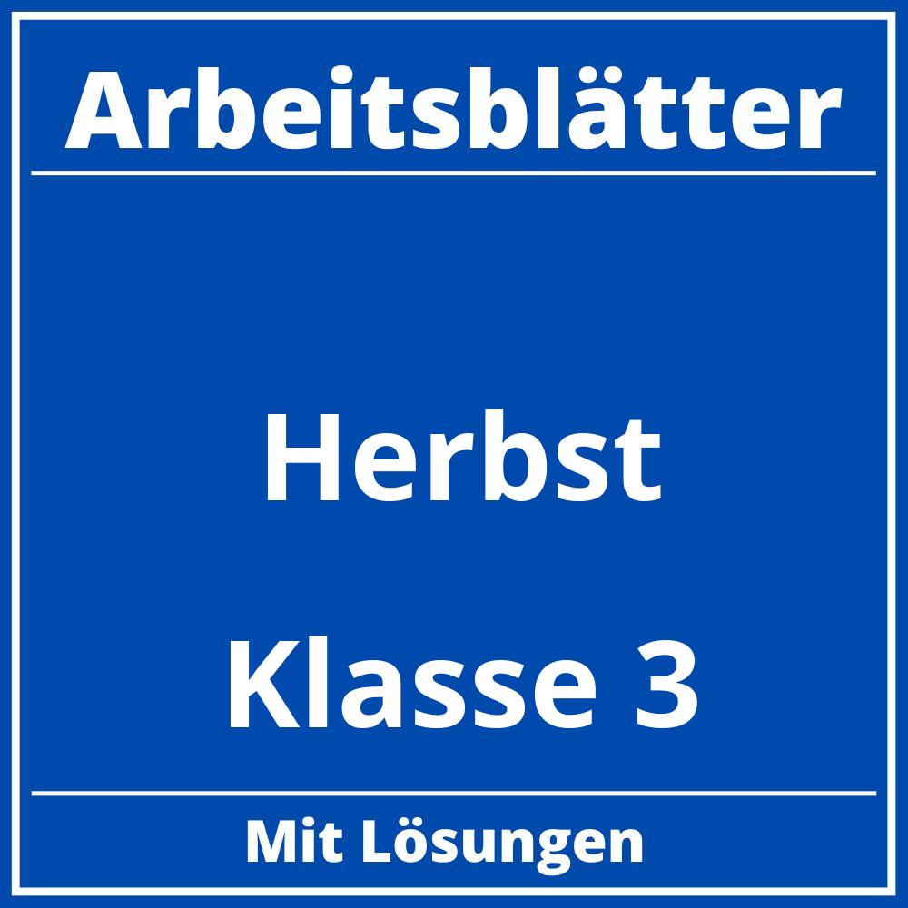 Arbeitsblätter Herbst Klasse 3