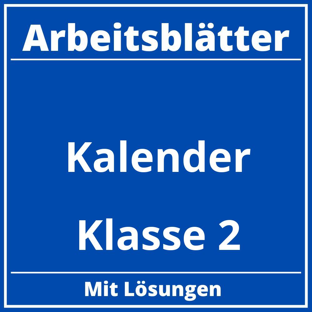 Arbeitsblätter Kalender Klasse 2