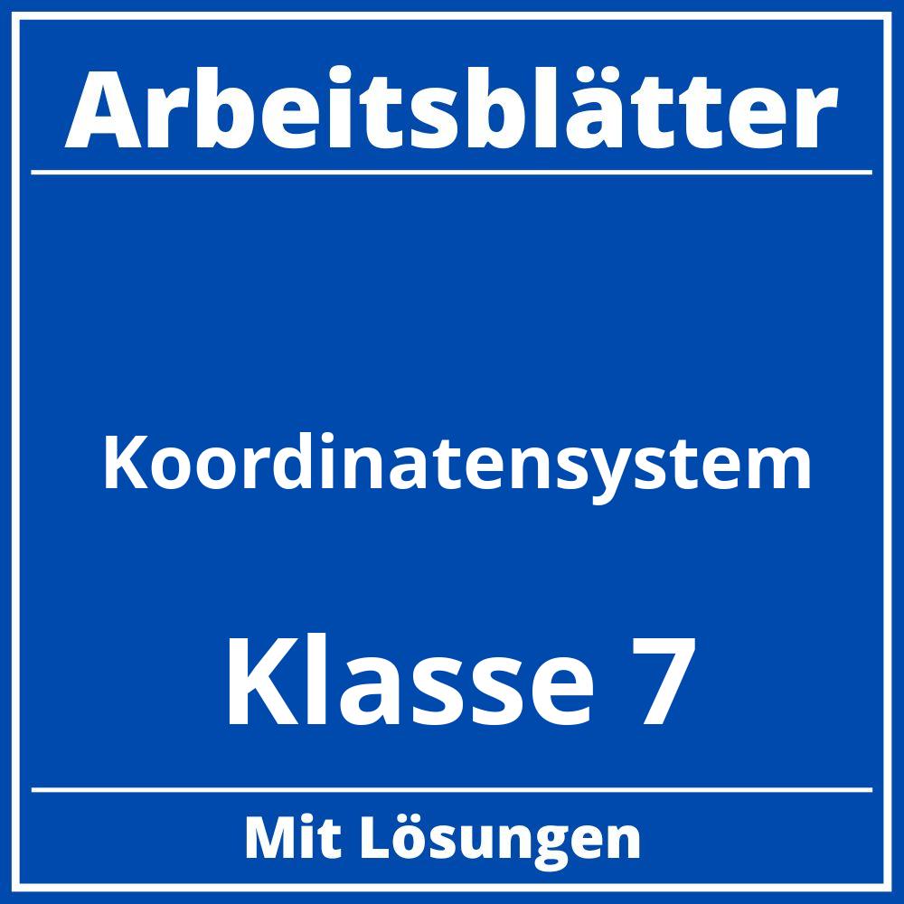 Koordinatensystem Arbeitsblätter Klasse 7