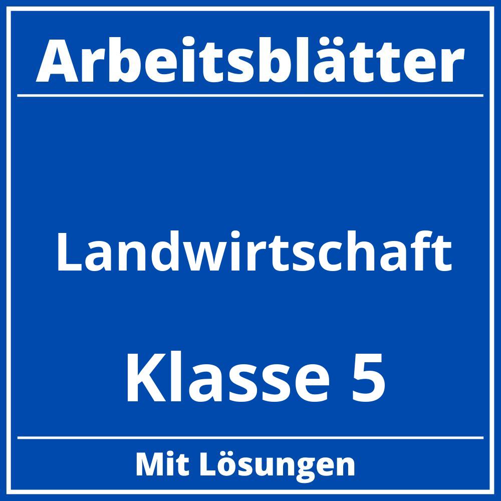 Arbeitsblätter Landwirtschaft Klasse 5