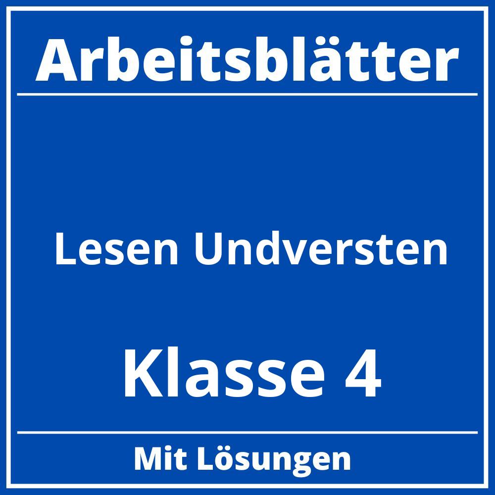 Lesen Undversten Klasse 4 Arbeitsblätter