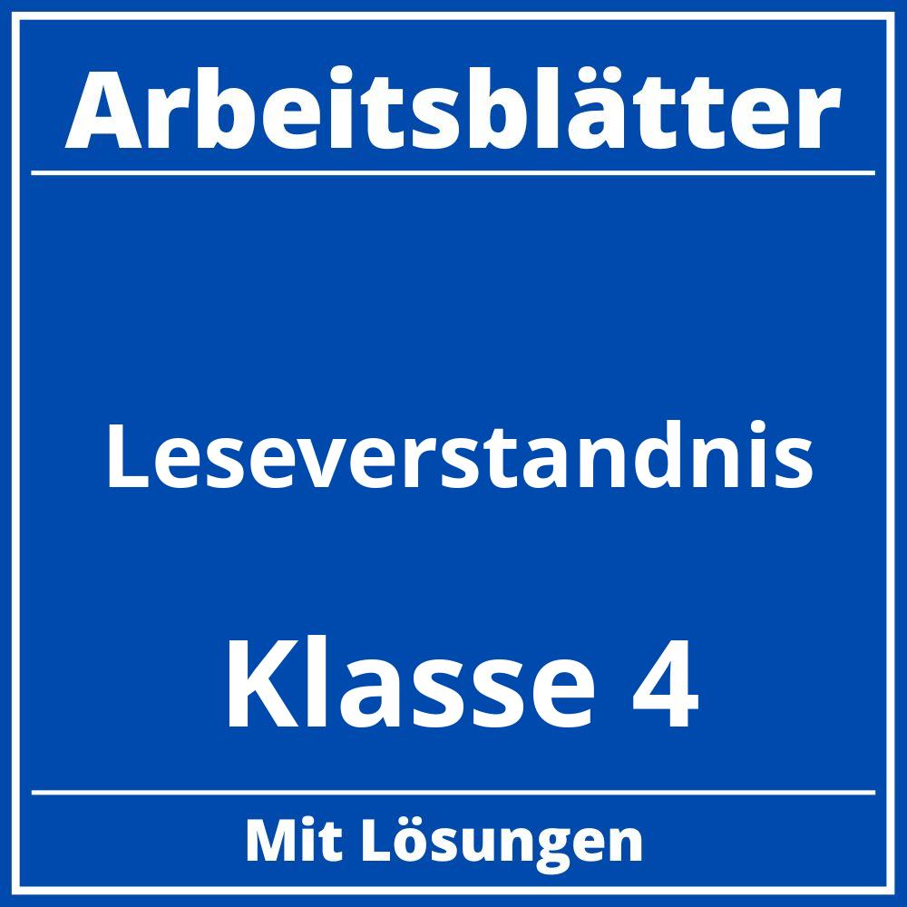 Leseverständnis Klasse 4 Arbeitsblätter