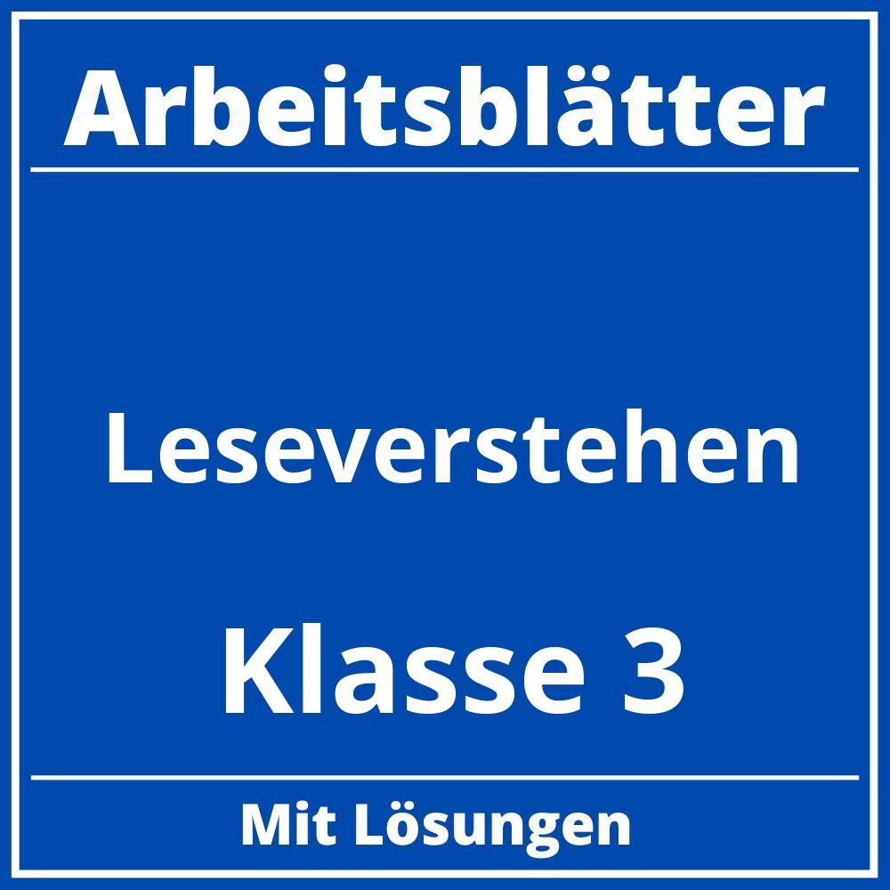 Leseverstehen Klasse 3 Arbeitsblätter