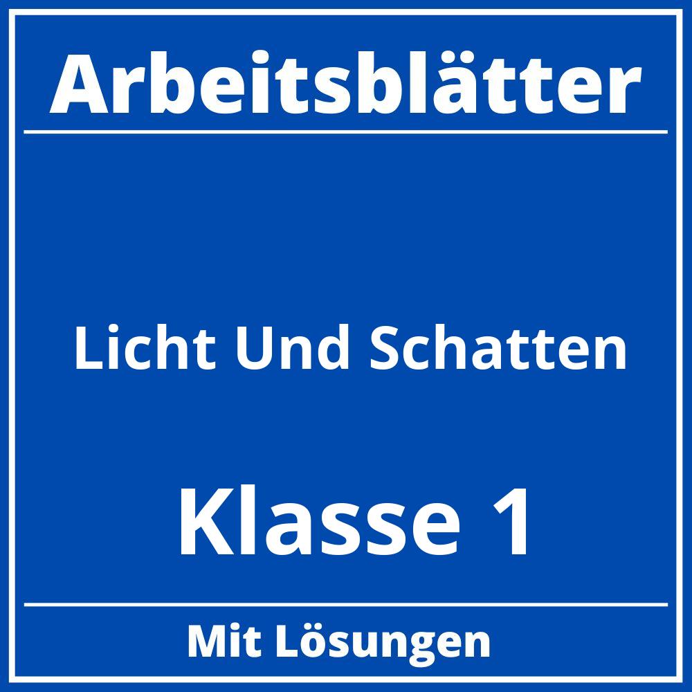 Licht Und Schatten Klasse 1 Arbeitsblätter