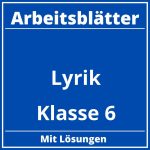 Arbeitsblätter Lyrik Klasse 6 PDF