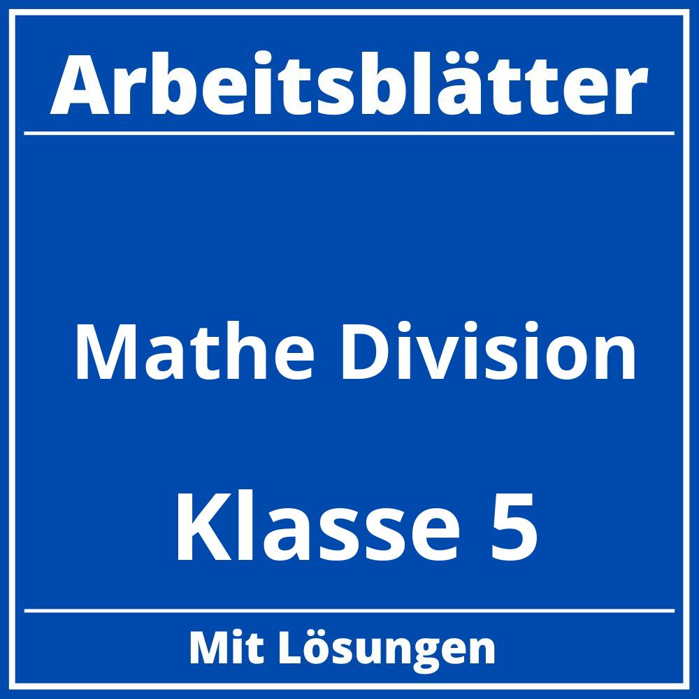 Arbeitsblätter Mathe Klasse 5 Division