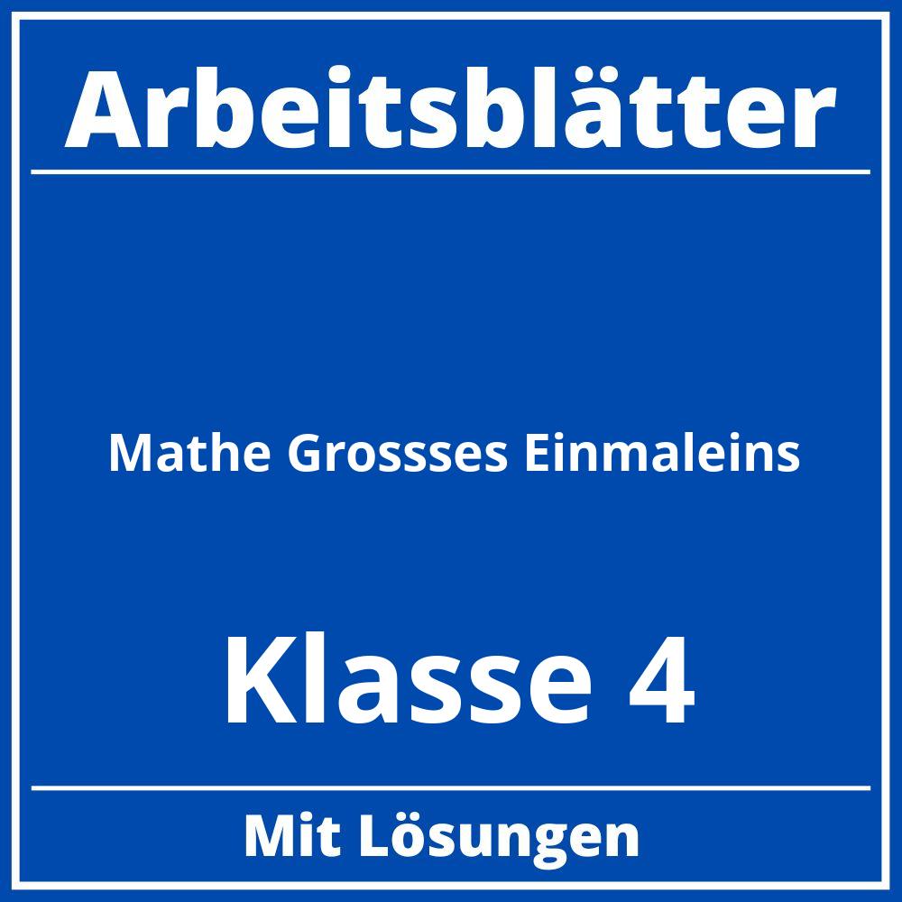 Arbeitsblätter Mathe Klasse 4 Großes Einmaleins