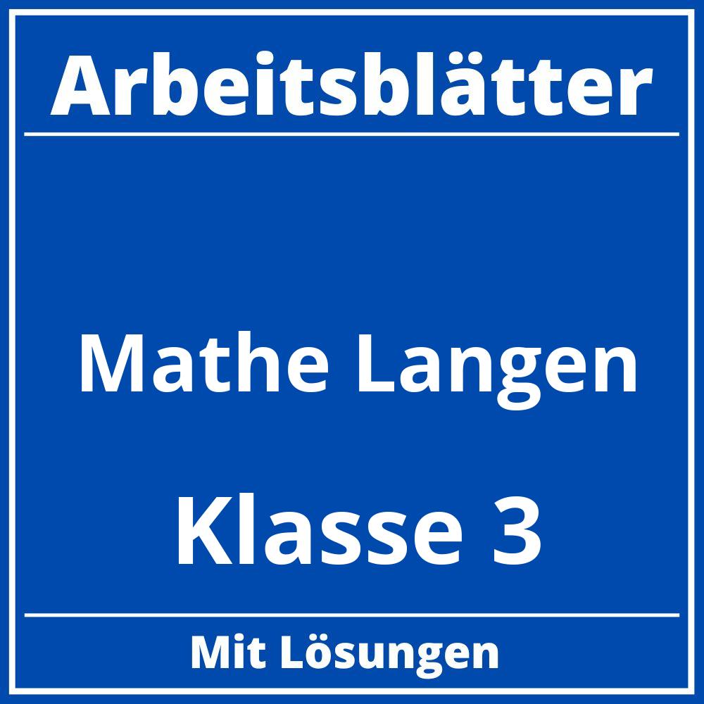 Arbeitsblätter Mathe Klasse 3 Längen Kostenlos