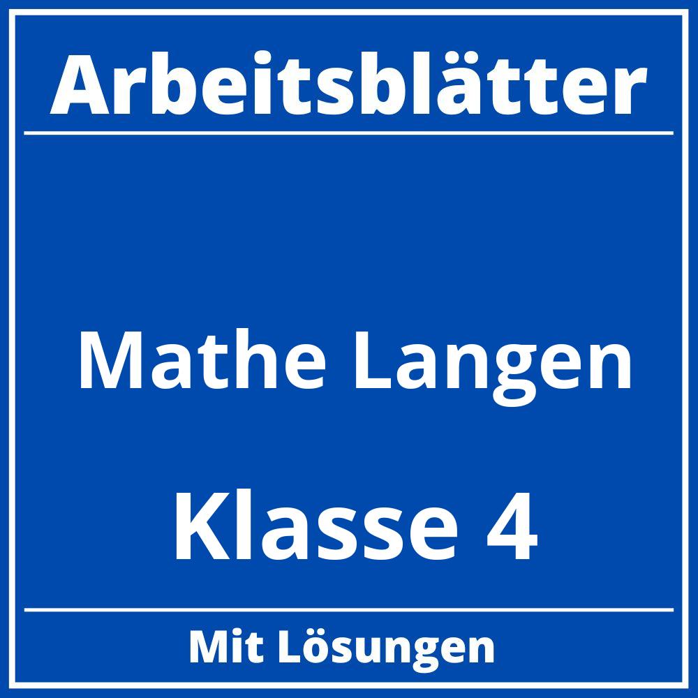 Mathe Arbeitsblätter Klasse 4 Längen