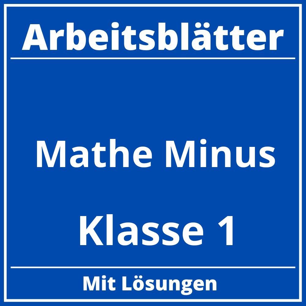 Arbeitsblätter Mathe Klasse 1 Minus