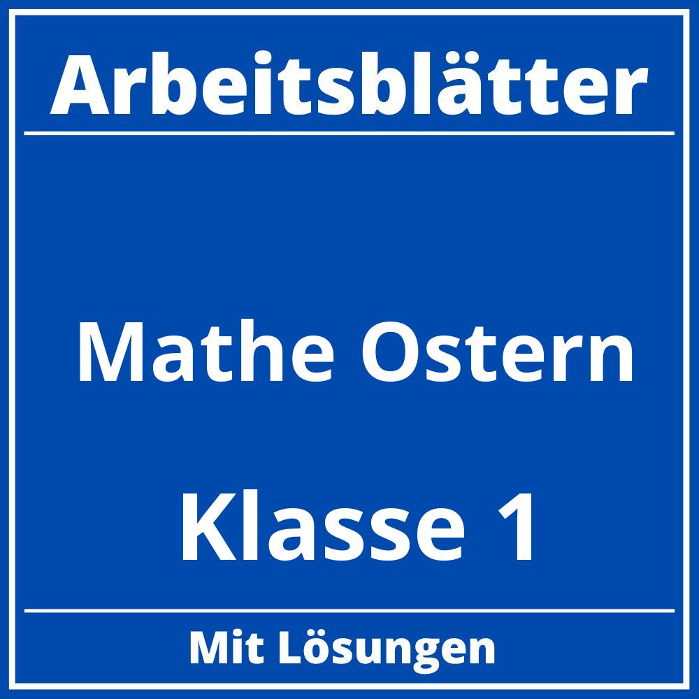 Arbeitsblätter Mathe Klasse 1 Ostern