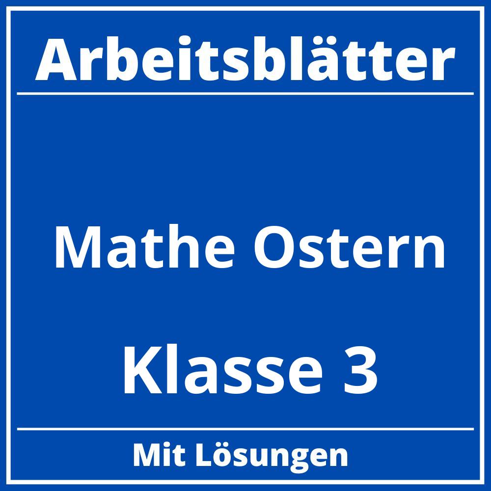 Arbeitsblätter Mathe Klasse 3 Ostern